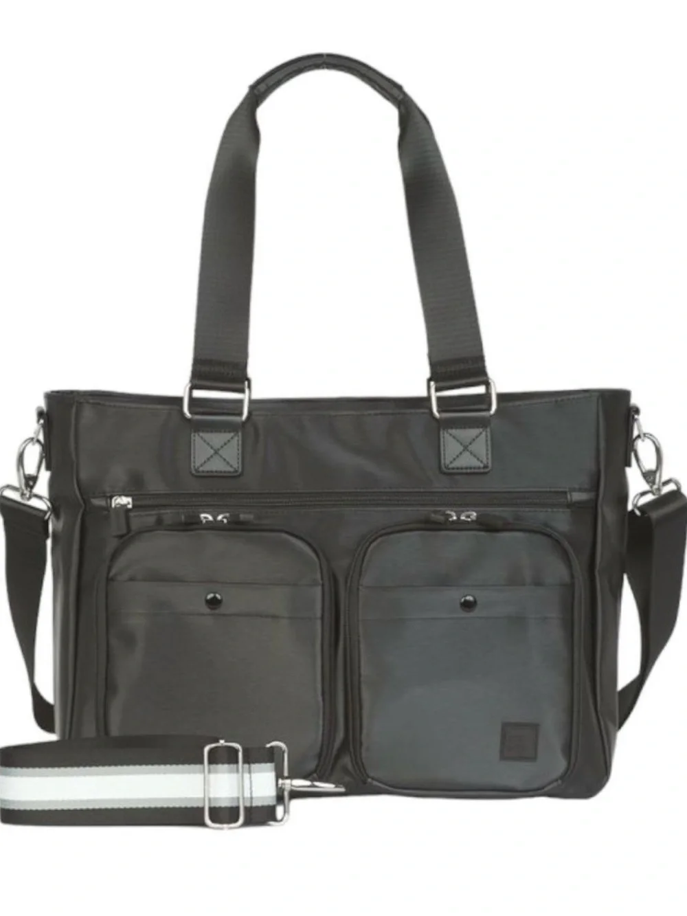 IHKWIP Cargo Catchall Tote with Two Crossbody Straps Metallic Black